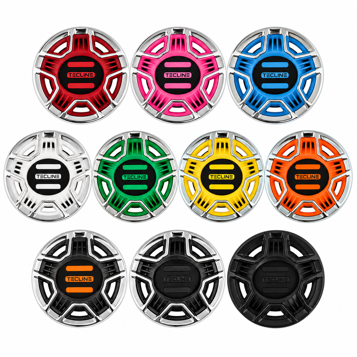 Tecline TEC2 covers showing all ten colour and finish options